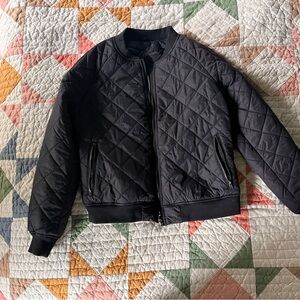 Black Quilted Bomber Jacket